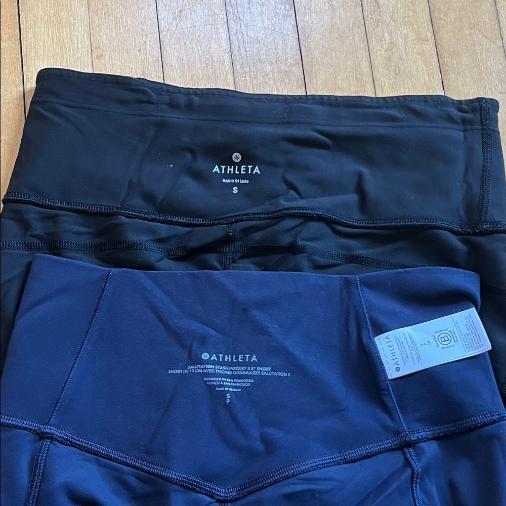 Athleta set of 2 Women's Navy and Black Spandex Shorts - Picture 7 of 9